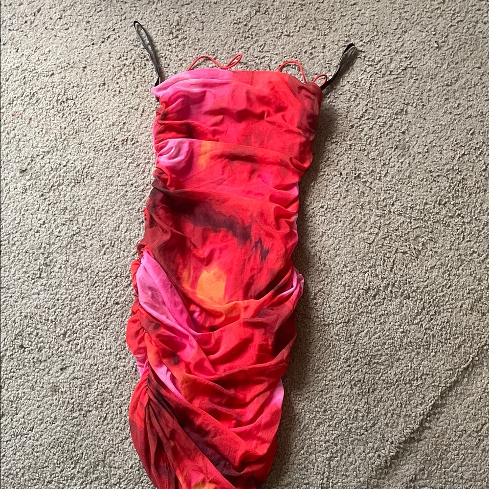 Windsor Red and Pink Ruched Dress
